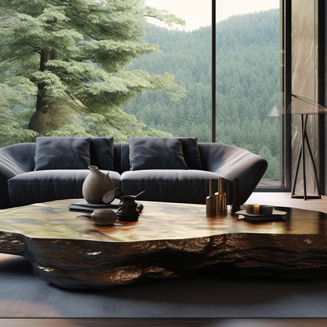 Table basse de mobilier d'art en bronze