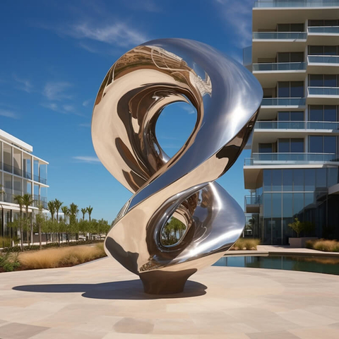 Grande sculpture urbaine en acier inoxydable