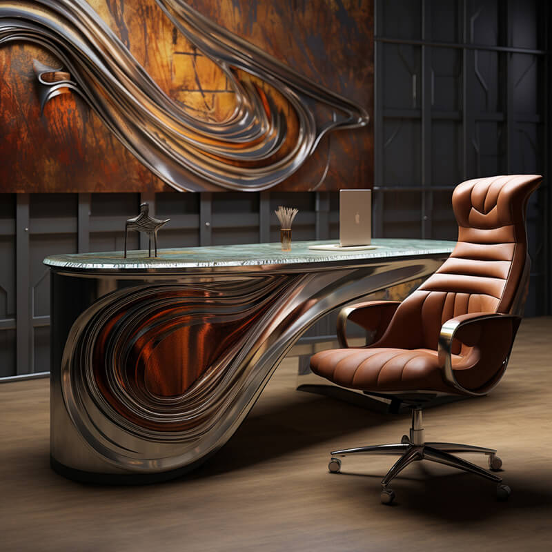 Meubles de bureau d'art en acier inoxydable