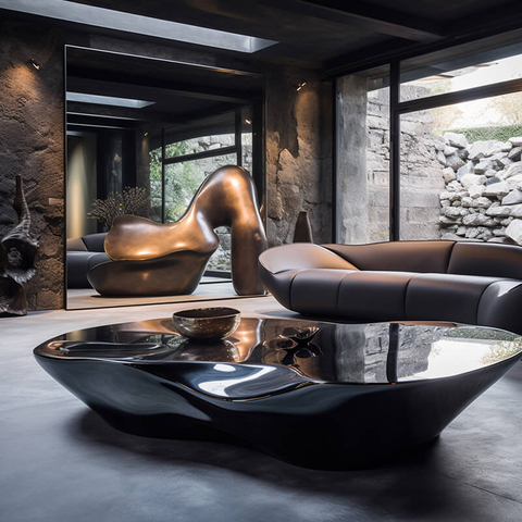 Table à thé de meubles d'art en acier inoxydable