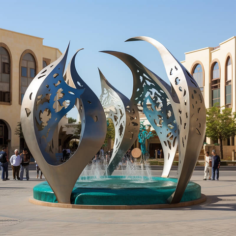Sculpture de fontaine en acier inoxydable pour la décoration d'art public