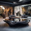 Table à thé de meubles d'art en acier inoxydable