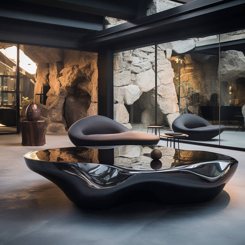 Table à thé de meubles d'art en acier inoxydable