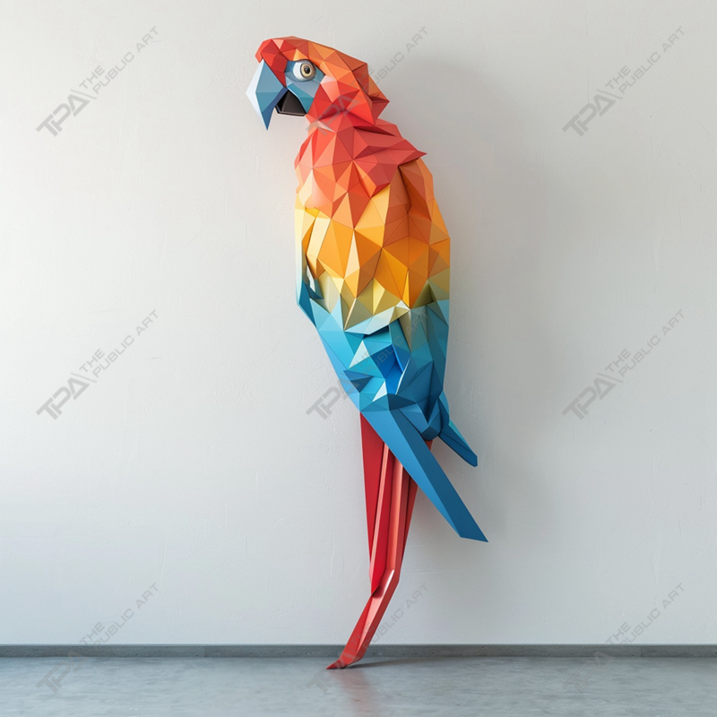 sculpture de perroquet en origami
