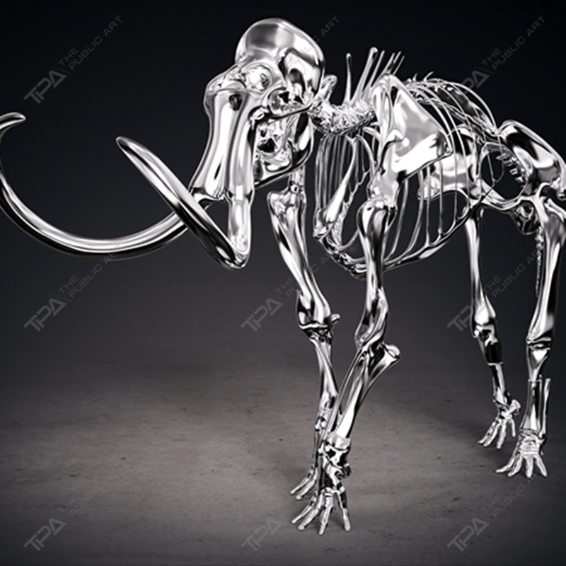 Sculpture de squelette d'éléphant en acier inoxydable