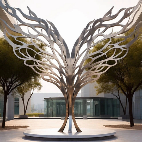 Sculpture extérieure en acier inoxydable découpée au laser