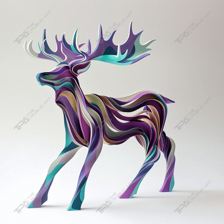 Cerf de sculpture animalière à lattes