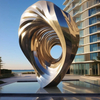Sculpture urbaine en acier inoxydable de couleur antique