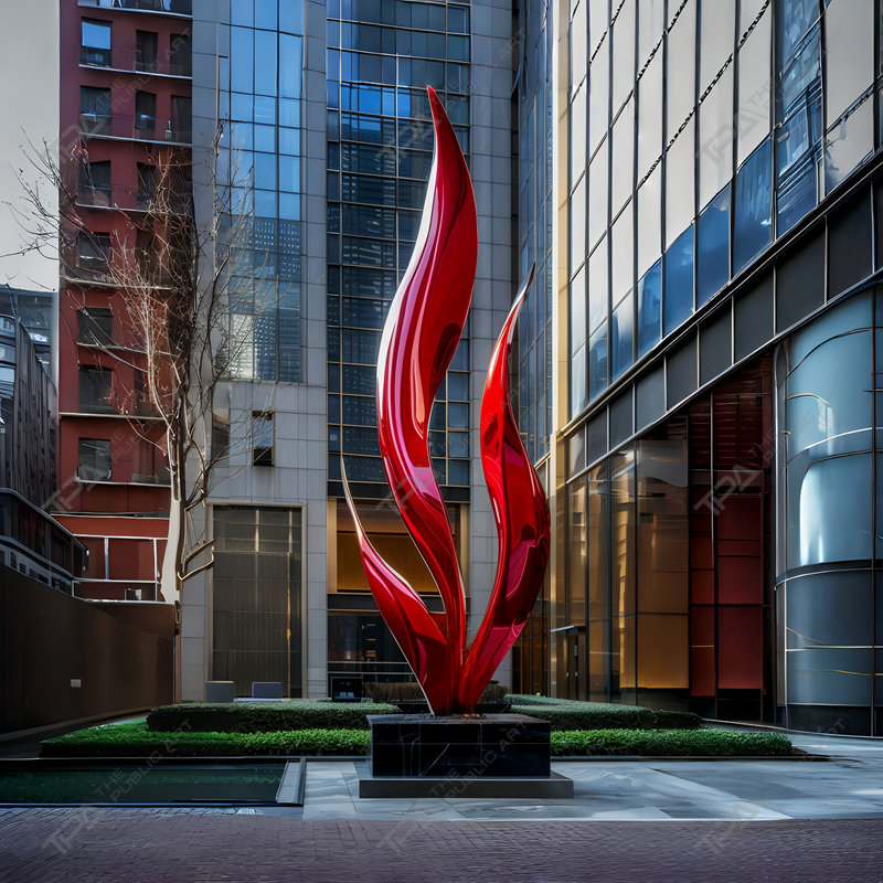 Sculpture urbaine peinte en acier inoxydable