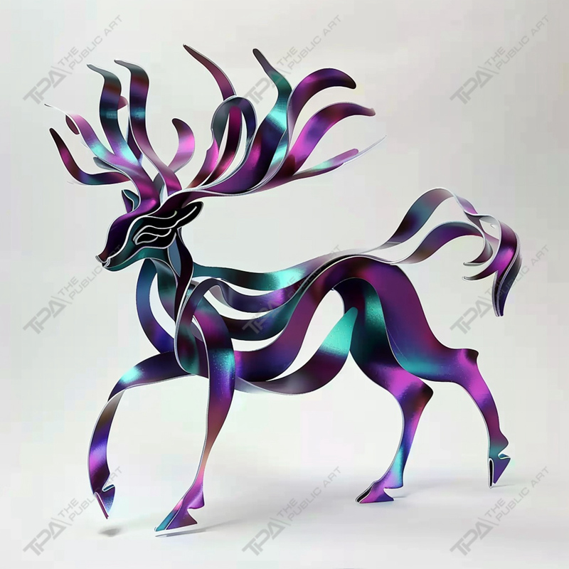 Cerf de sculpture animalière à lattes