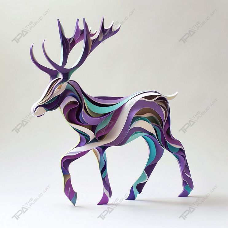 Cerf de sculpture animalière à lattes