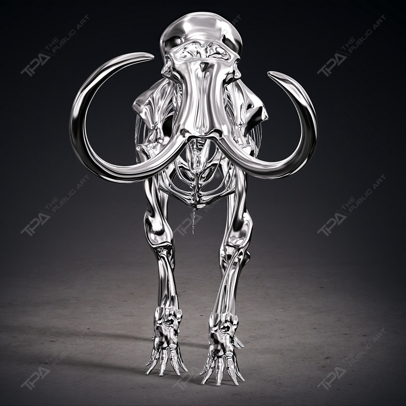 Sculpture de squelette d'éléphant en acier inoxydable
