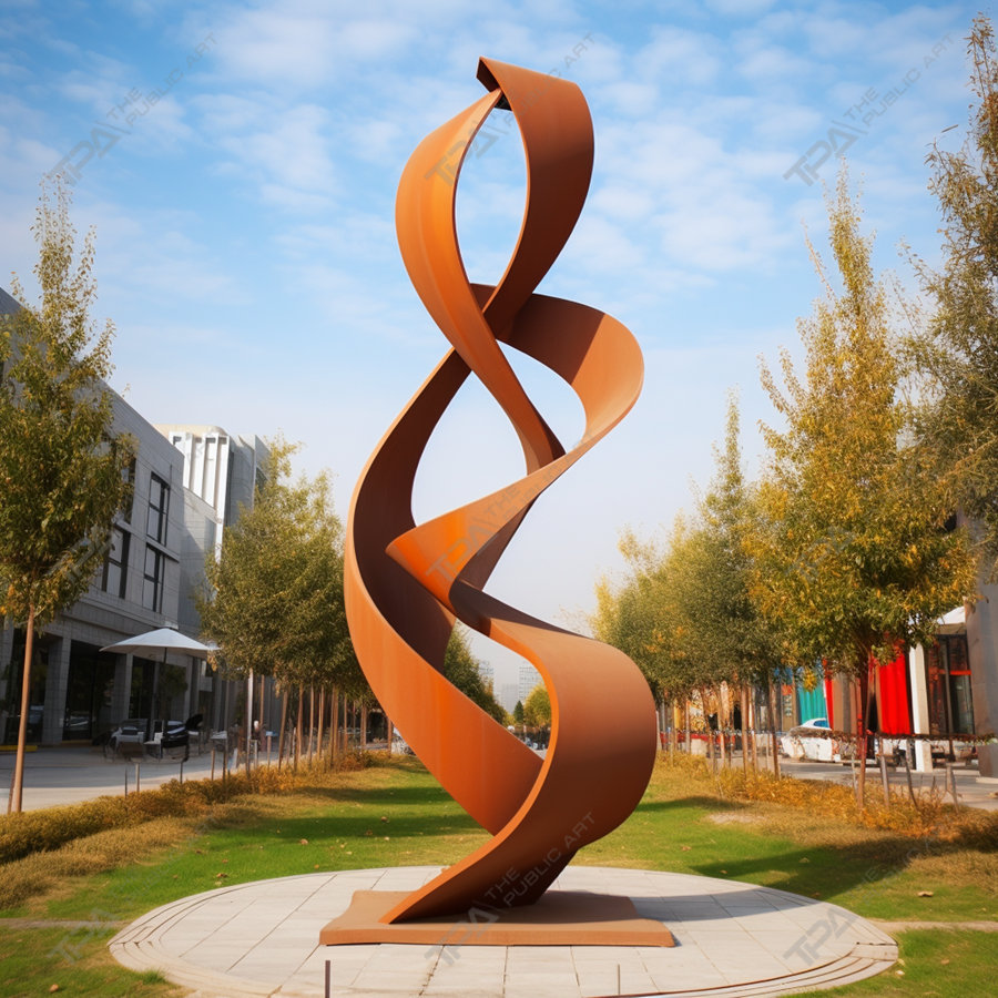 sculpture urbaine extérieure en acier corten