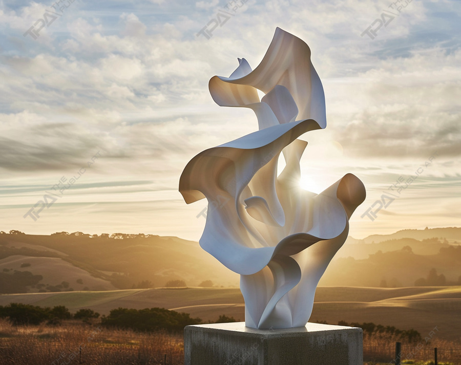 sculpture design voile en acier inoxydable