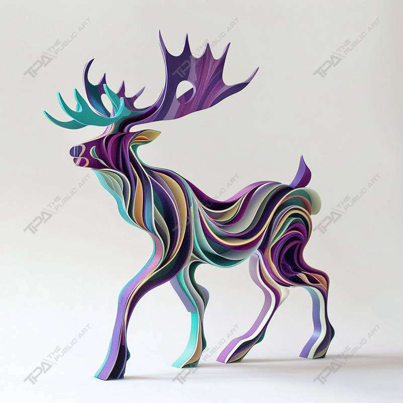 Cerf de sculpture animalière à lattes