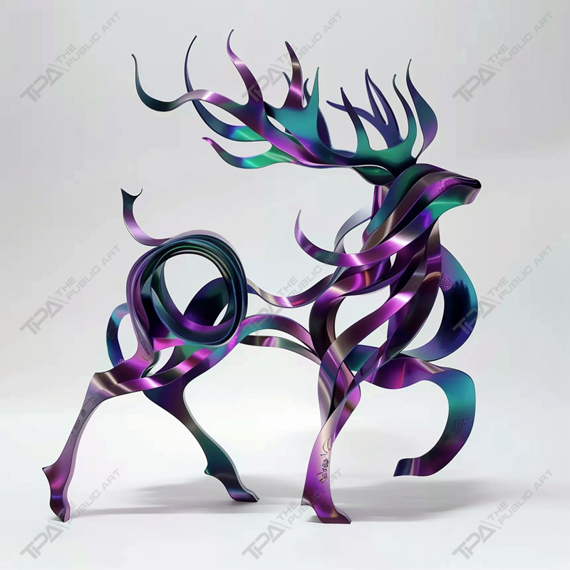 sculpture de cerf à lattes