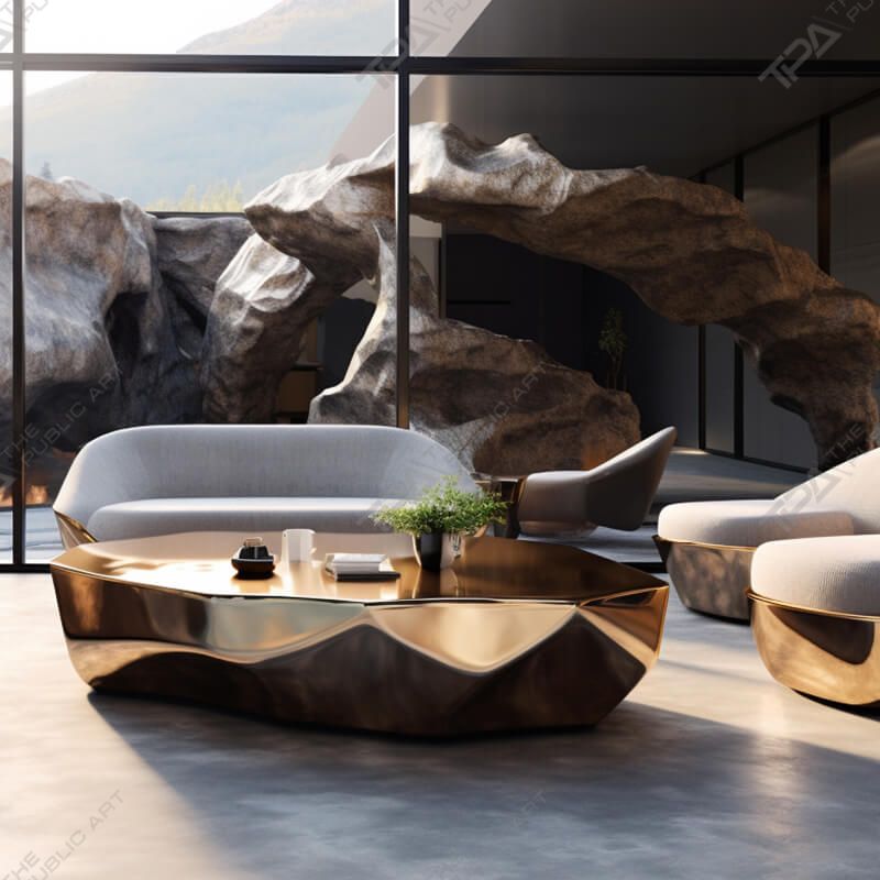 table basse d'art en métal