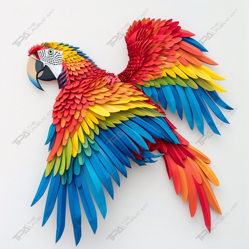 sculpture de perroquet en origami