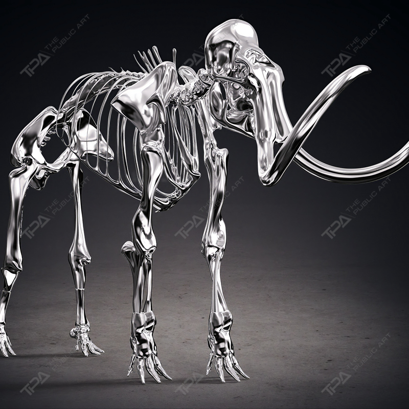 Sculpture de squelette d'éléphant en acier inoxydable