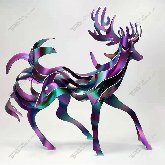 Cerf de sculpture animalière à lattes