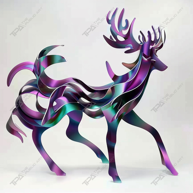 Cerf de sculpture animalière à lattes