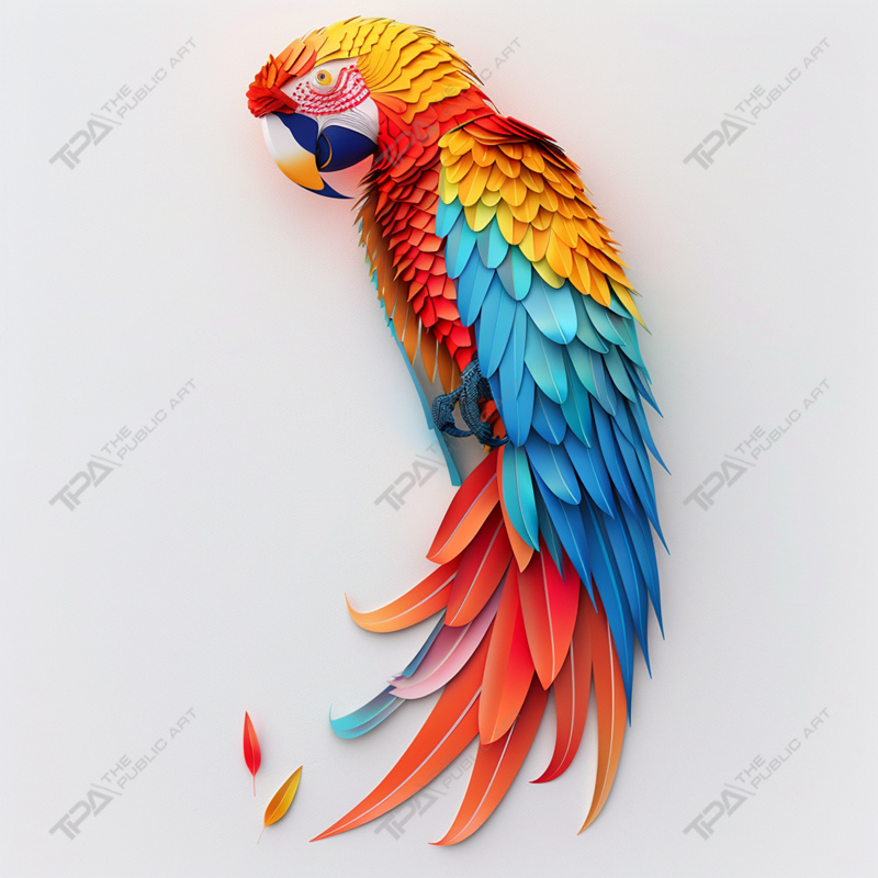 sculpture de perroquet en origami