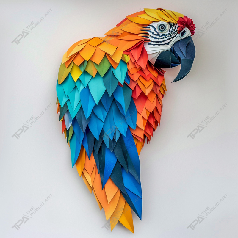 sculpture de perroquet en origami