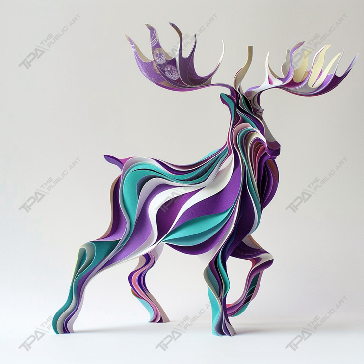 sculpture de cerf à lattes