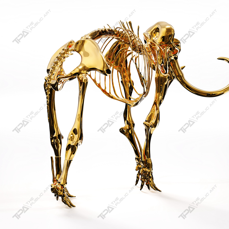 Sculpture de squelette d'éléphant en acier inoxydable