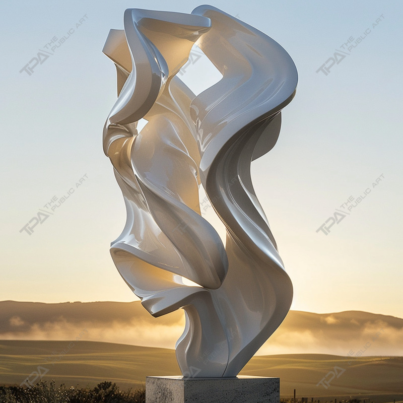Sculpture Urbaine Inox Voile Blanc