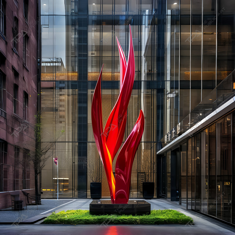 Sculpture urbaine peinte en acier inoxydable